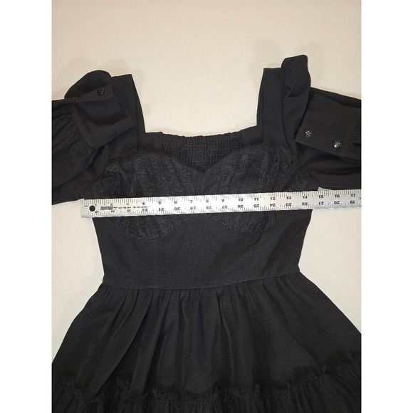 Punk Rave Black Long Sleeve Dress Square Neck Mini Fit and Flare Dress XS - Picture 6 of 12